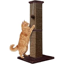 Cat Scratching Post for Indoor Cat, 32 Inch Large Cat Scratcher | Sisal Cat Scratcher with Sturdy Base for Cat Adults, Cat Scratch Post with Vertical Stretch Space, Full Brown