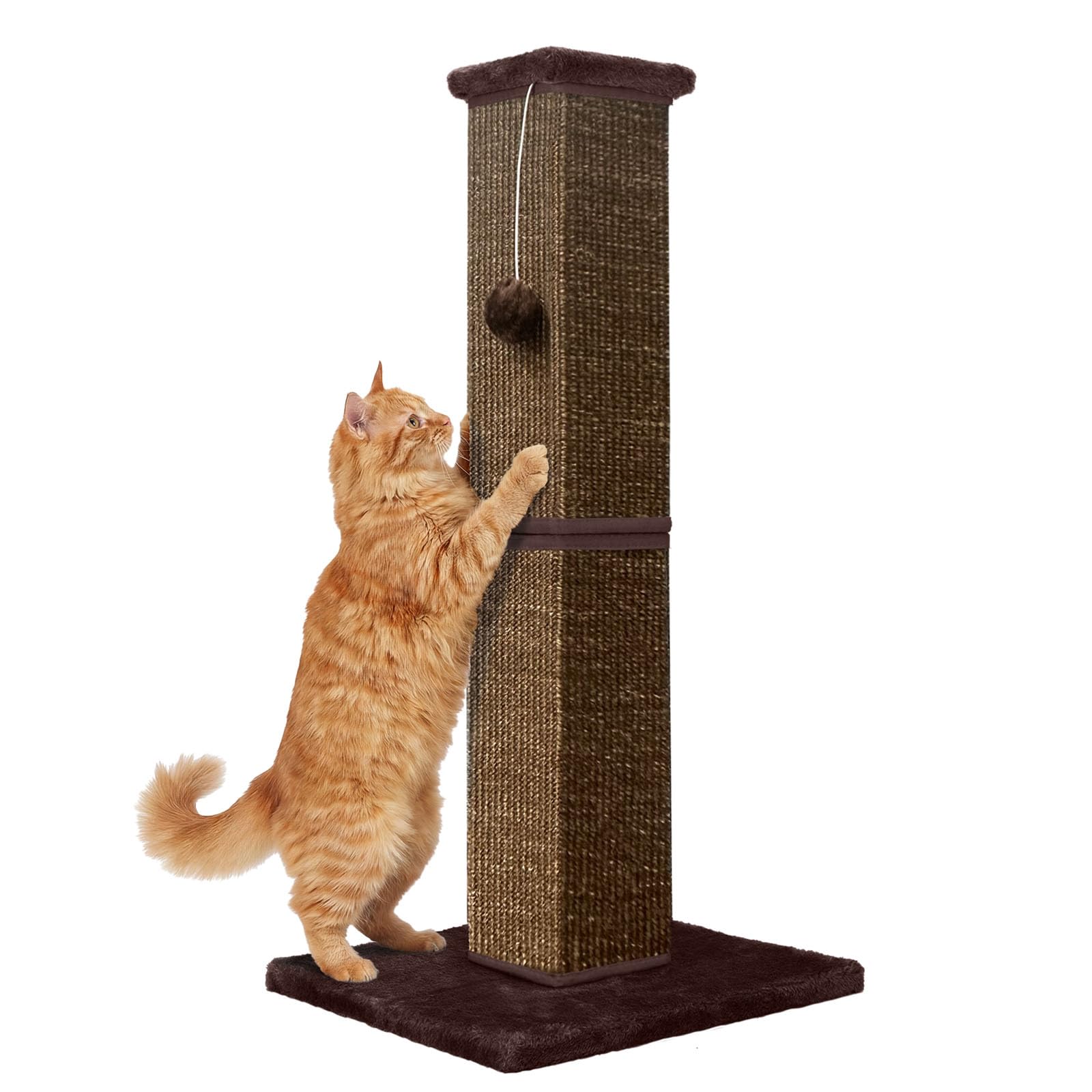 YULOYI Cat Scratching Post for Large Indoor Cats & Kittens, Cat Scratcher with Extra Large Stable Base and Natural Sisal, Sturdy Cat Scratch Post to Protect Furniture & Couch, 81cm, Full Brown