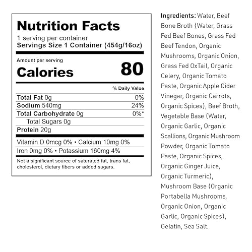 Miniatura 4 de Caldo de hueso de res de Bare Bones - Alimentado con pasto, orgánico, caldo de hueso de res, rico en proteínas, 1 libra (paquete de 6)