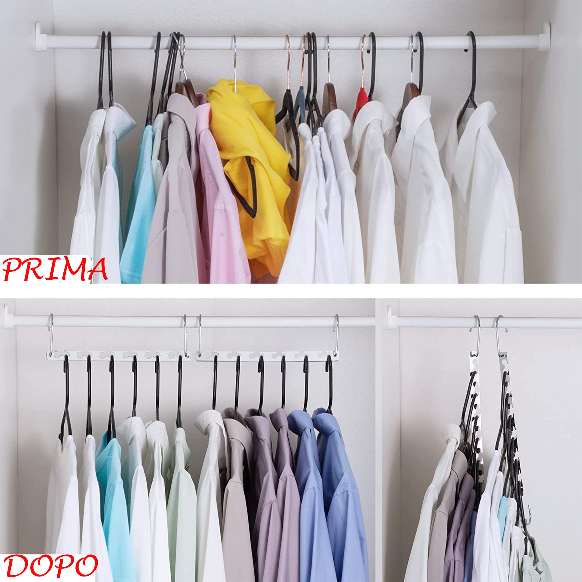 48 Grucce Salvaspazio In Plastica Resistente: Ganci Magici Per Organizzare Armadio, Pantaloni E Camicie