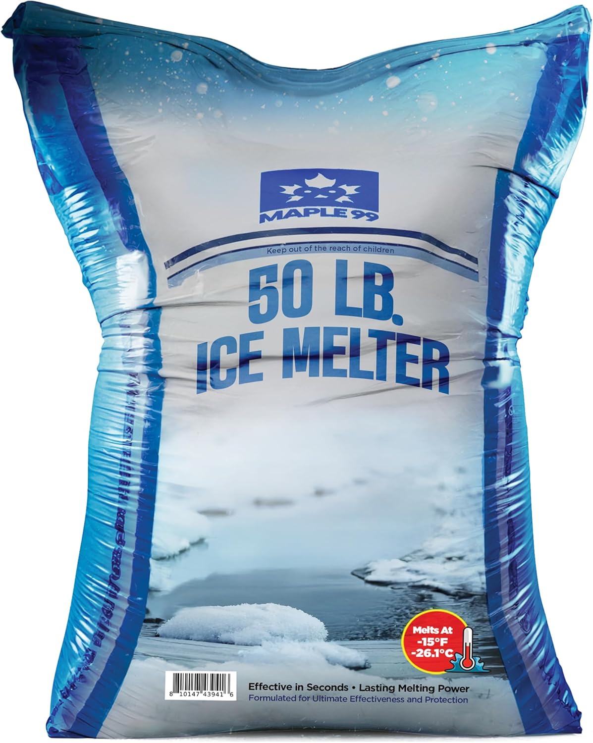 Ice Melt Safer for Concrete - 50 lb Snow Calcium Salt Ice Melt, Salt for Snow and Ice Removal, Sidewalk Salt, Driveway Salt, Snow Melt is Effective Up to -15