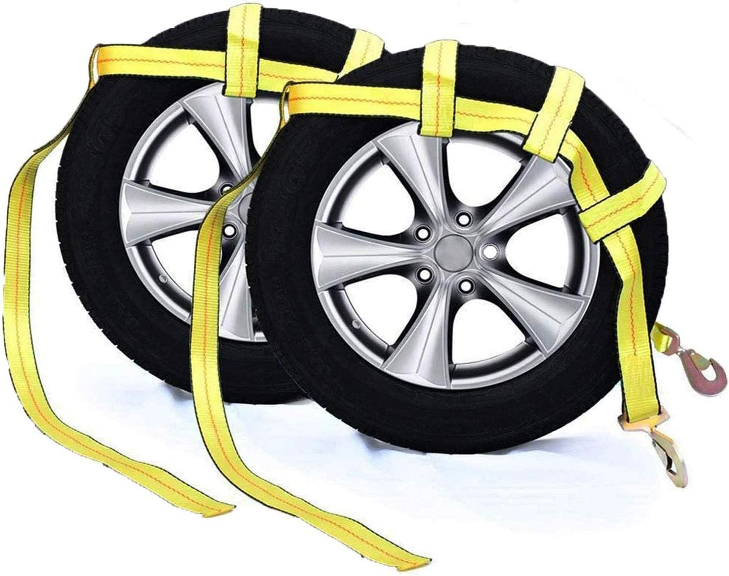 Tow Dolly Basket Strap with Twisted Snap Hooks for Small to Large Size Tires by Robbor Brand 2 inch Webbing 12,000 lbs Breaking Strength Tire Bonnet&Tire Net Fits Most 14-19" Tires