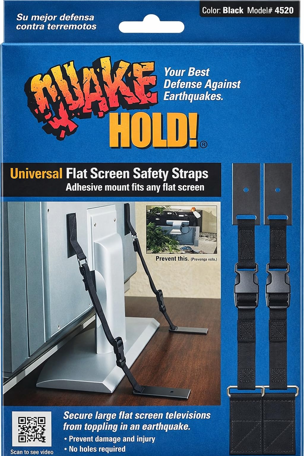 QuakeHOLD! Universal Flat Screen TV Safety Straps