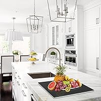 Vista 5 de Tabla de cortar de vidrio templado para cocina, tablero de vidrio negro para encimera, resistente al calor, con pies antideslizantes, 12 x 16