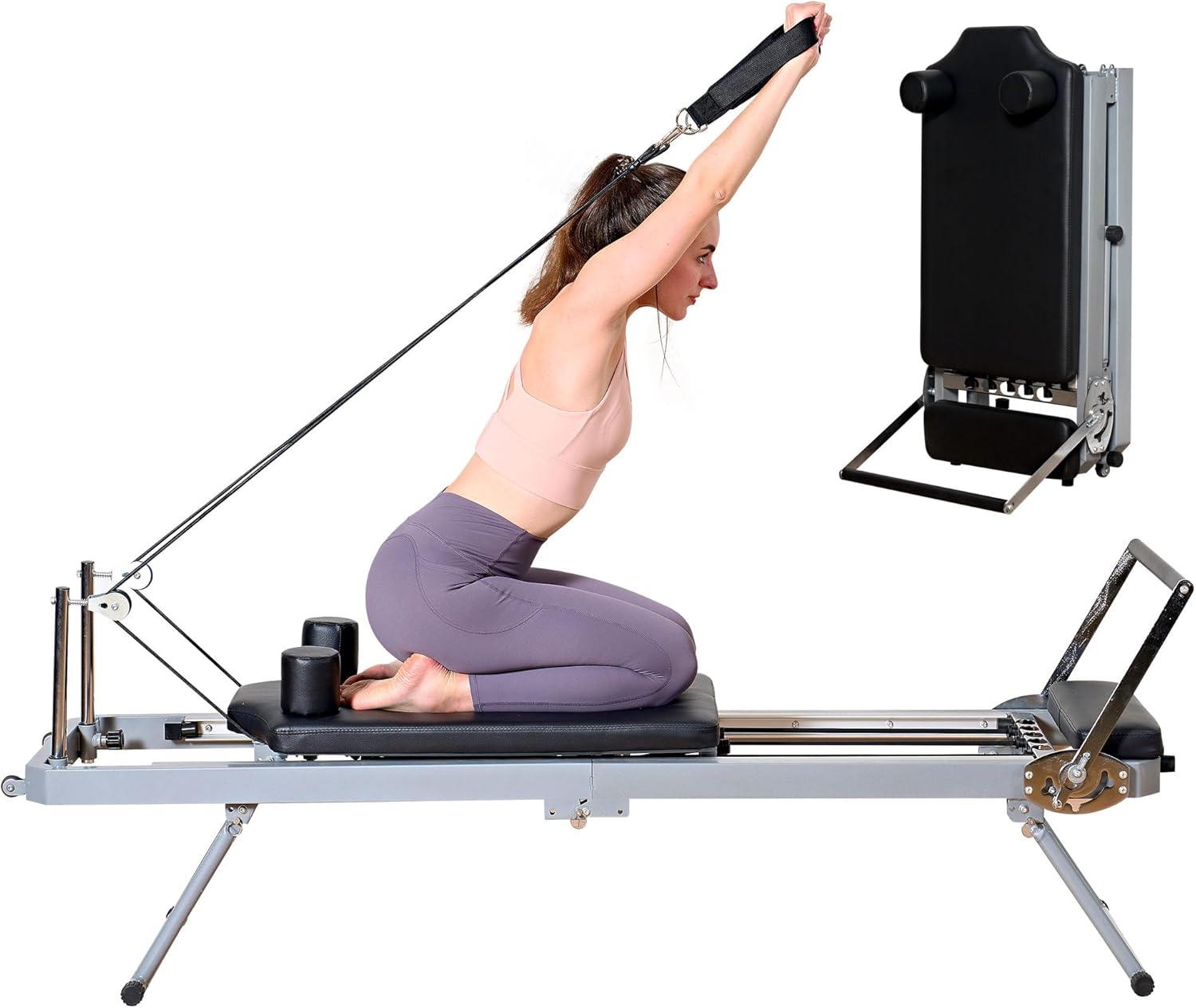 soges Foldable Pilates Reformer Machine for Home Gym, Pilates Workout Equipment for