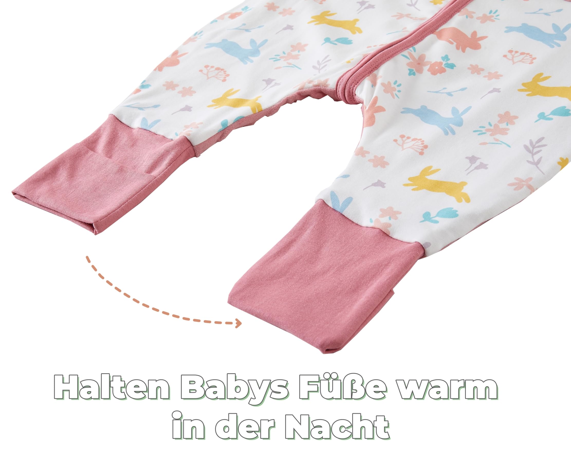 Chilsuessy 2er Pack Baby Schlafsack mit Füße 1.5 Tog Ganzjahres Schlafsack Baby Schlafsäcke Babyschlafsack mit Beinen für Säugling Kinder, 1.5 Tog/Gelb + Rosa, 100cm/Baby Höhe 110-120cm
