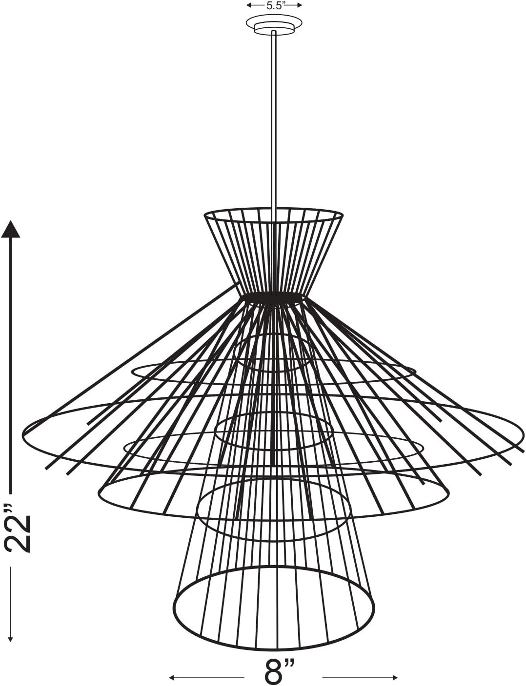 Z-Lite 6 Light Chandelier 6015-6MB dimensional drawing