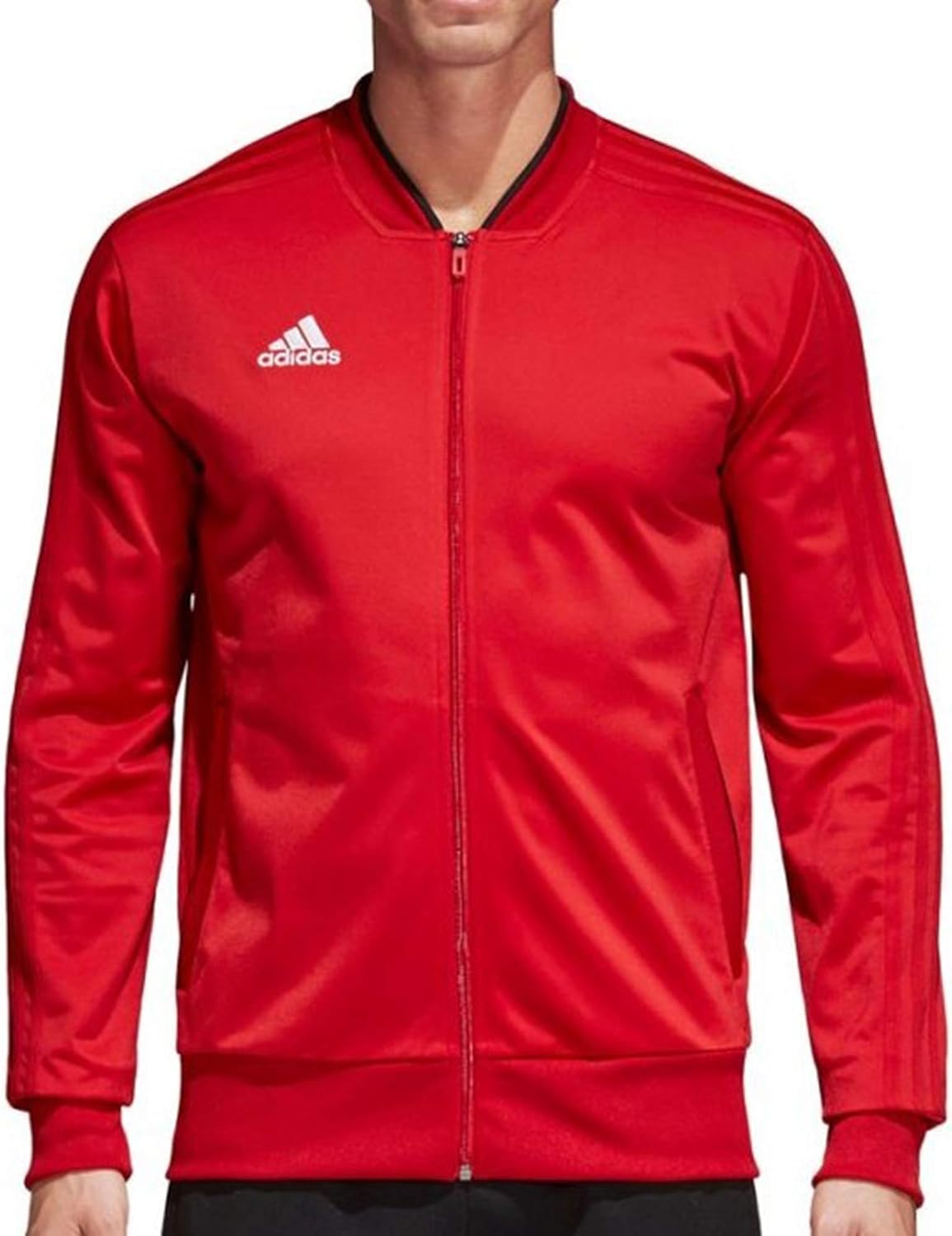 adidas Men's Essentials 3-Stripes Tricot Track Jacket (Power Red/Black/White