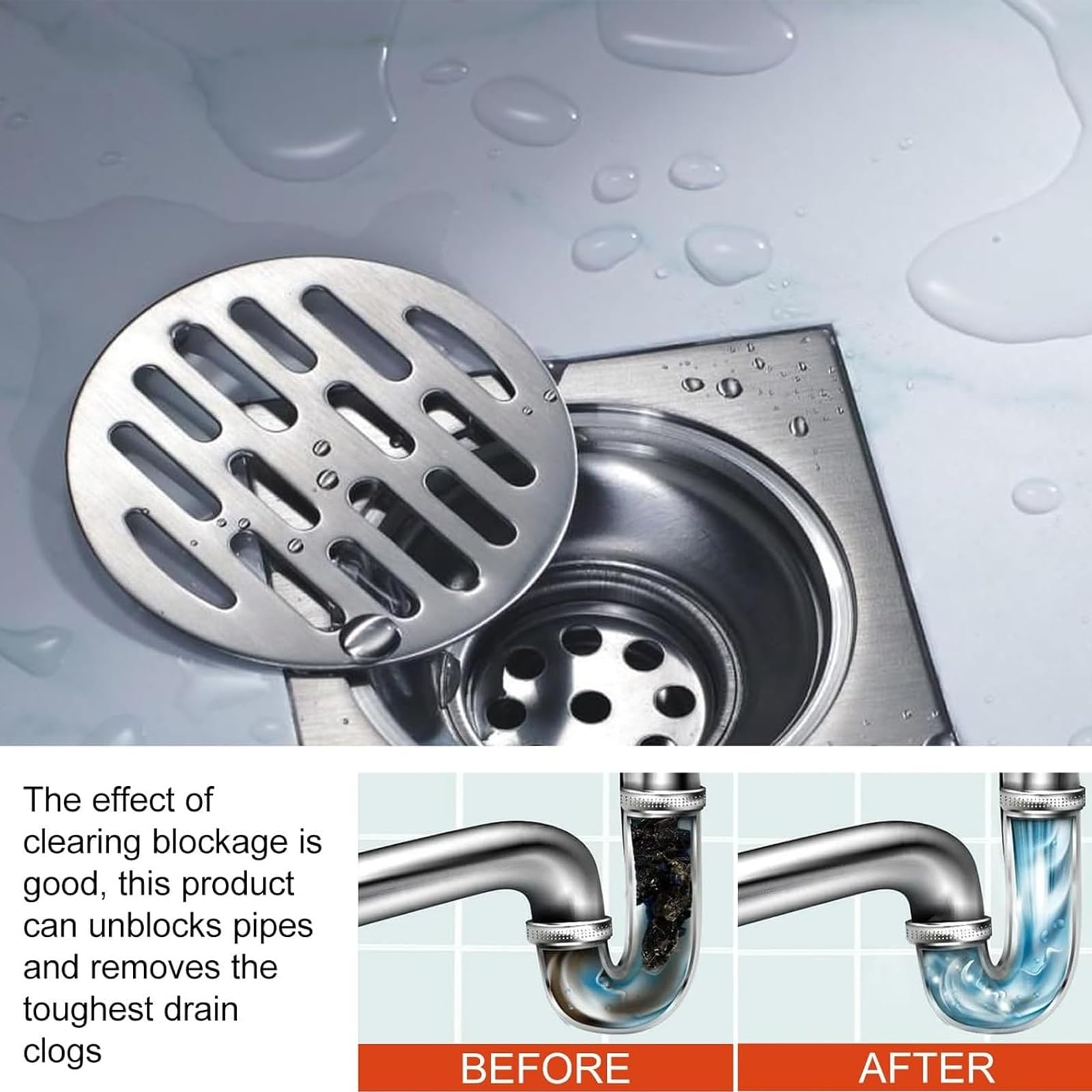Pipe Drain Unblocker, Powerful Pipe Dredge Agent for Outdoor, Kitchen, Bathroom, Shower, Toilet, Sink and Drain Cleaner, Professional Dredge Agent, Safe for Pipes and Septic Systems(1Pc)