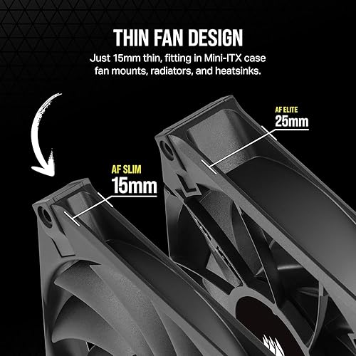 Miniatura 3 de Corsair AF120 - Ventilador de rodamiento dinámico fluido PWM delgado de 4.724 in (perfil delgado para cajas de factor de forma pequeño, bajo ruido,