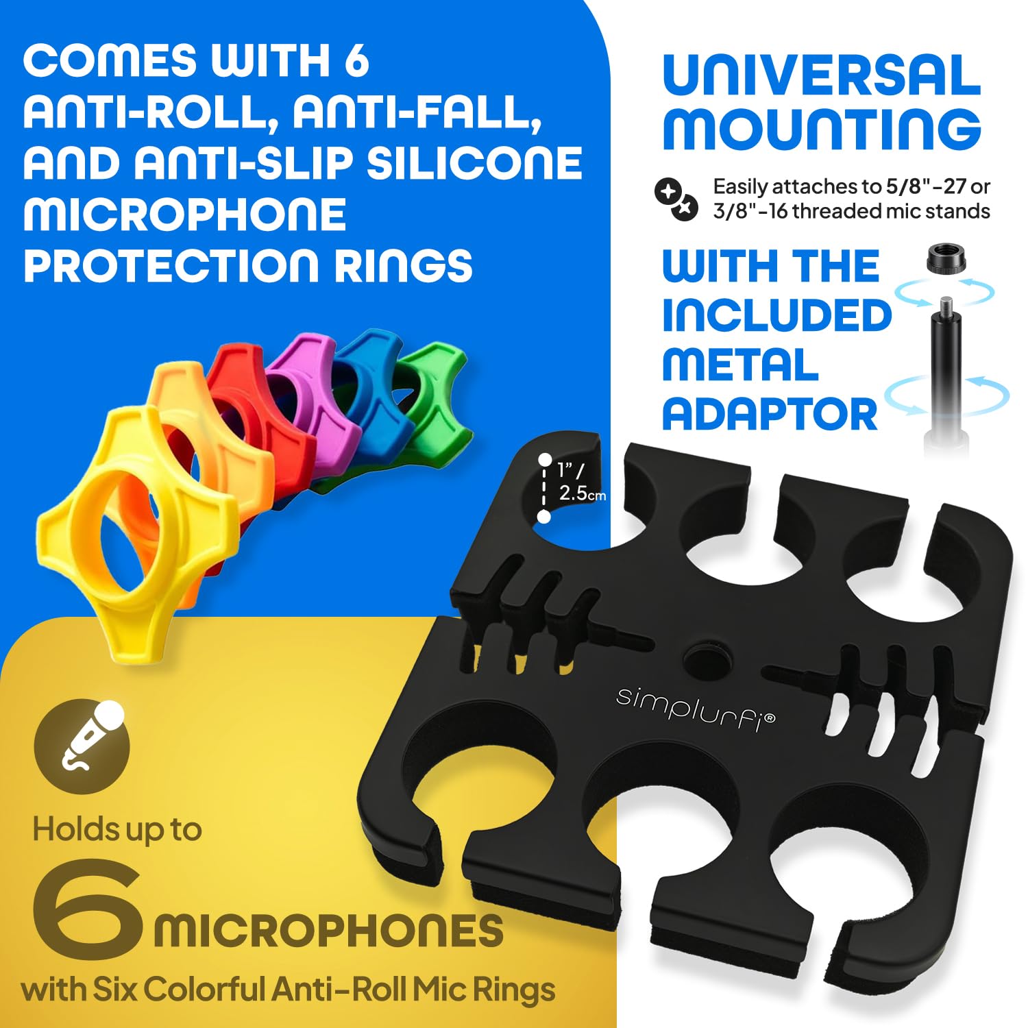 Multi Microphone Holder Cable Hanger & Organizer with Desktop Mic Stand - Image 3