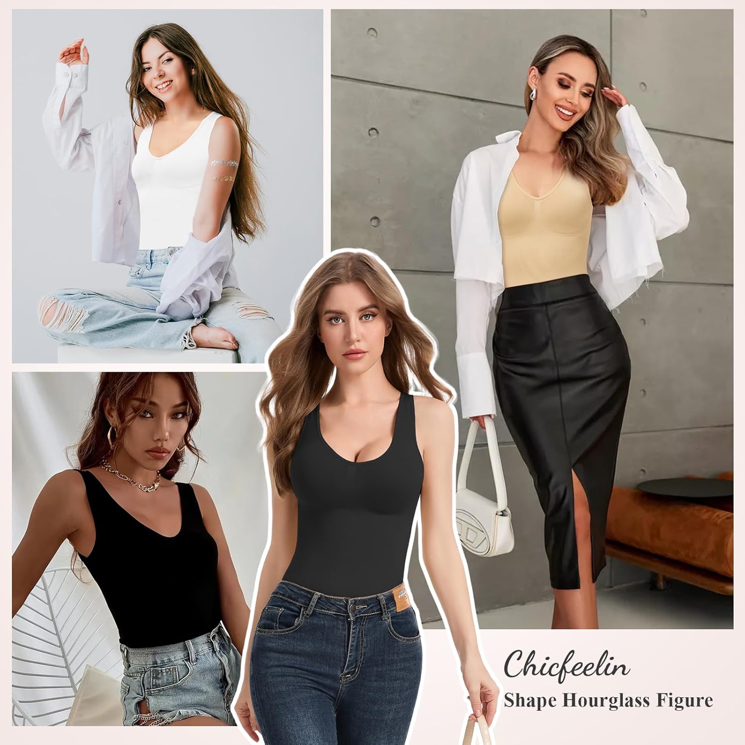 Women's Shapewear Tank Tops V Neck Tummy Control Compression Tops Seamless Body Shaper Camisole Shaping Cami - Image 5