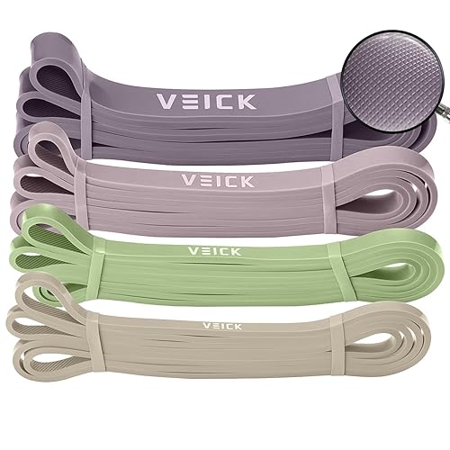 VEICK Resistance Bands for Working Out, Exercise Bands, Workout Bands, Pull Up Assistance Bands, Long Heavy Stretch Bands Set for Men and Women, Power Weight Gym at Home Fitness Equipment - Green Purple Set of 4