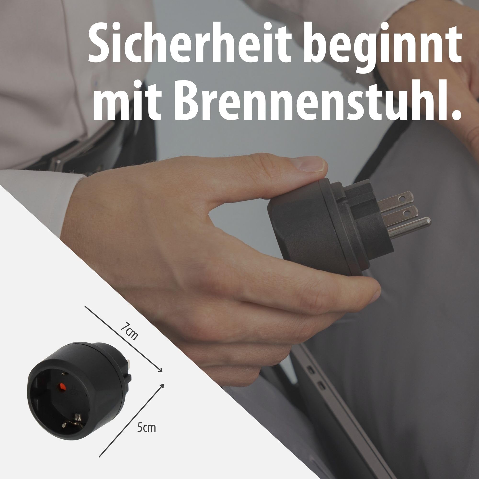 Brennenstuhl Seyahat Fişi/Seyahat Adaptörü (Seyahat Priz Adaptörü: ABD Priz ve Euro Fiş) 15 Am| Maks. 1875 W, Siyah