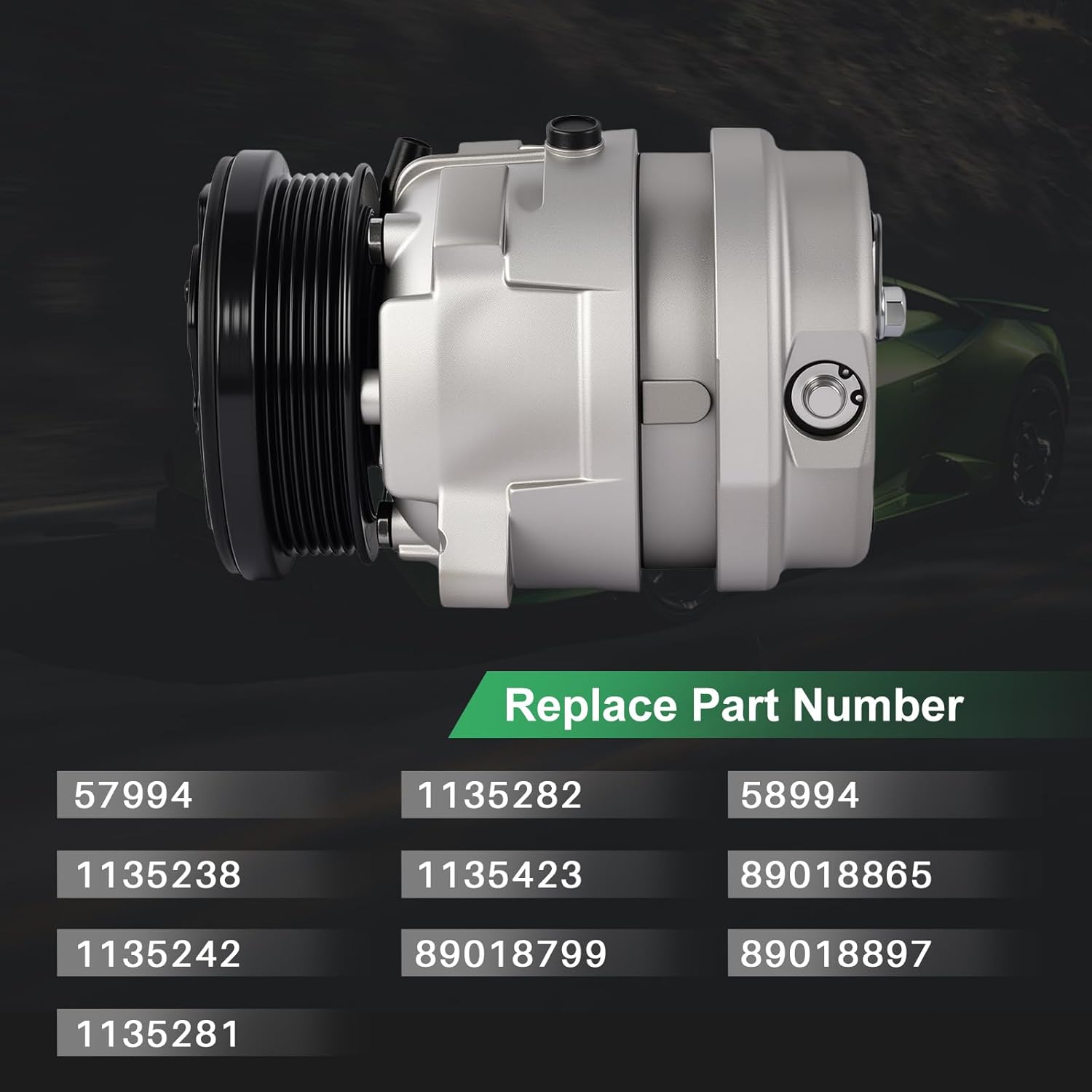 AC Compressor with Clutch, Fit for Buick LeSabre, Park Avenue 1996-2005, Riviera 1996-1999, Oldsmobile 88 LSS 1996-1999, Regency 1997-1998, Replace 89018865