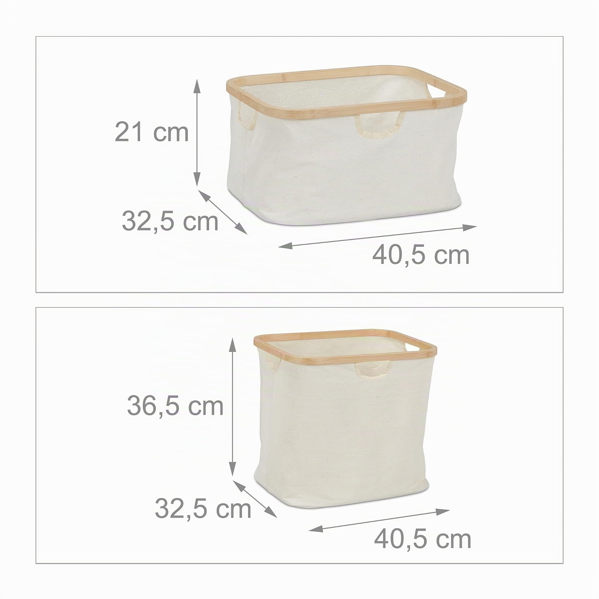 Relaxdays Panier à Linge, Structure Bambou, trieur 2 panières, HLP : 85x44x33 cm, étagère Salle de Bain, Nature-Beige