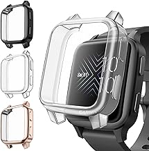 Fintie 3 Pack Screen Protector Case Compatible with Garmin Venu Sq 2/Sq 2 Music/Venu Sq/Venu Sq Music Protective Soft TPU Plated Shockproof [Anti-Scratch], Black/Clear/Rose Gold