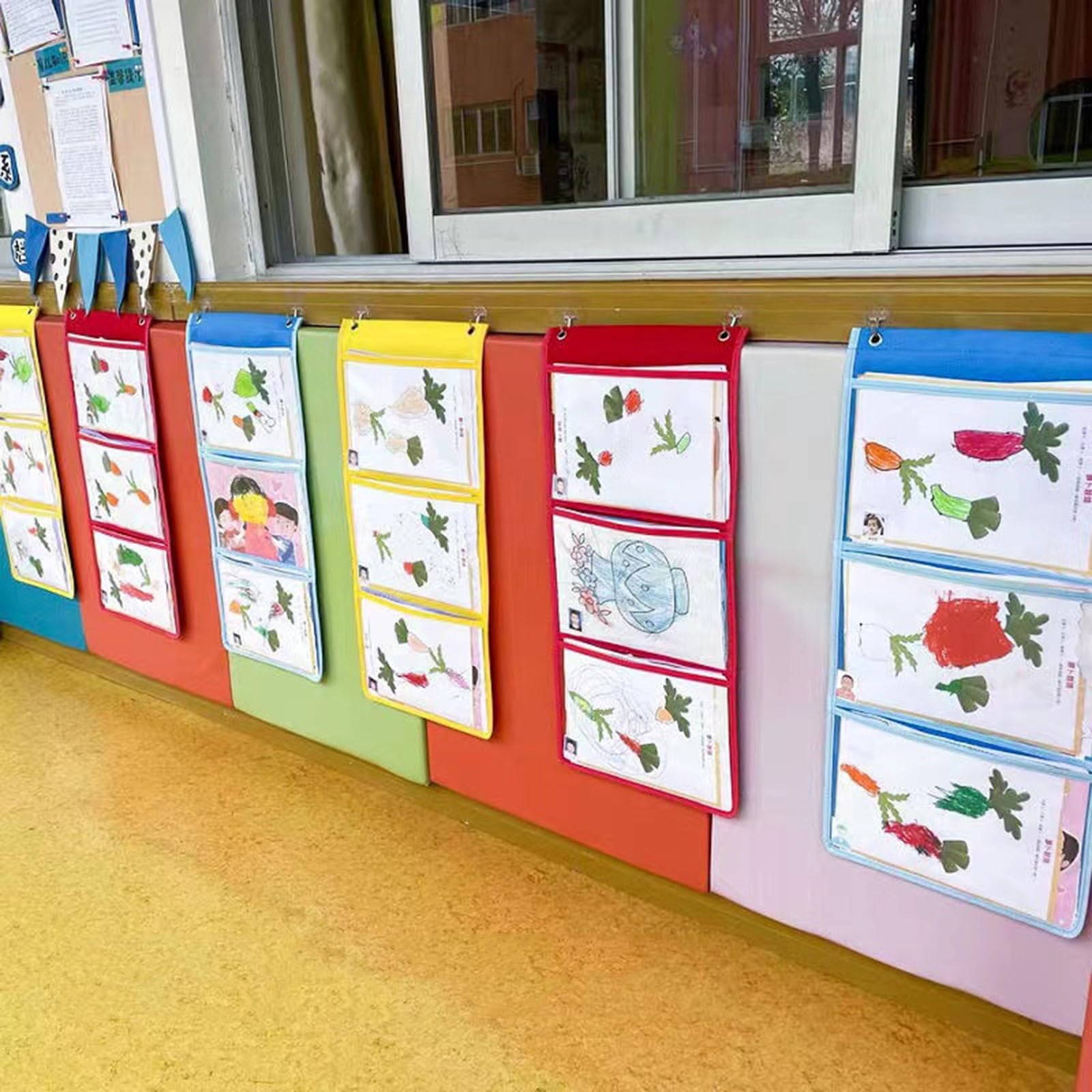 Haning - Organizer tascabile da parete, pratica borsa da appendere per carte di classe, disegno, immagini, dimostrazioni di classe