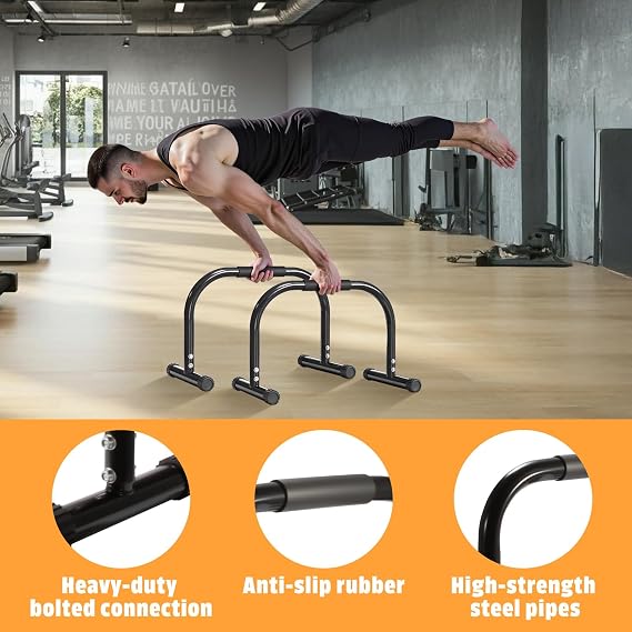 AmazeFan Parallettes Bars, 12in High Steel Push Up Bar Strength Training For Handstands, Calisthenics Bars & Dip Bars, Calisthenic, Push Up Stands Handle for Floor Workouts Calisthenics Equipment