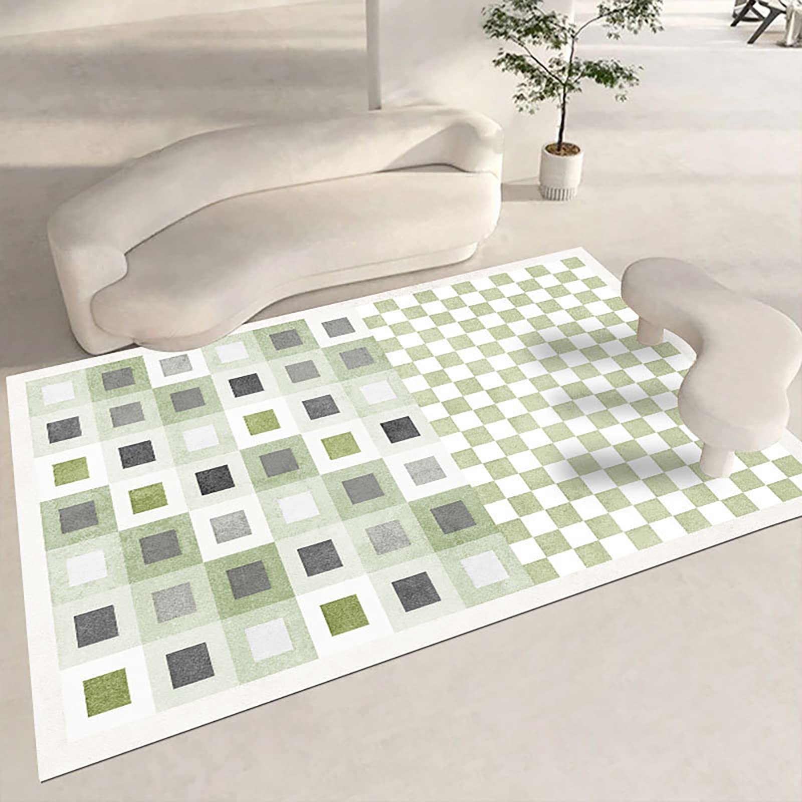 Tapis grand format 200x300 bleu moderne antidérapant pour déco salon