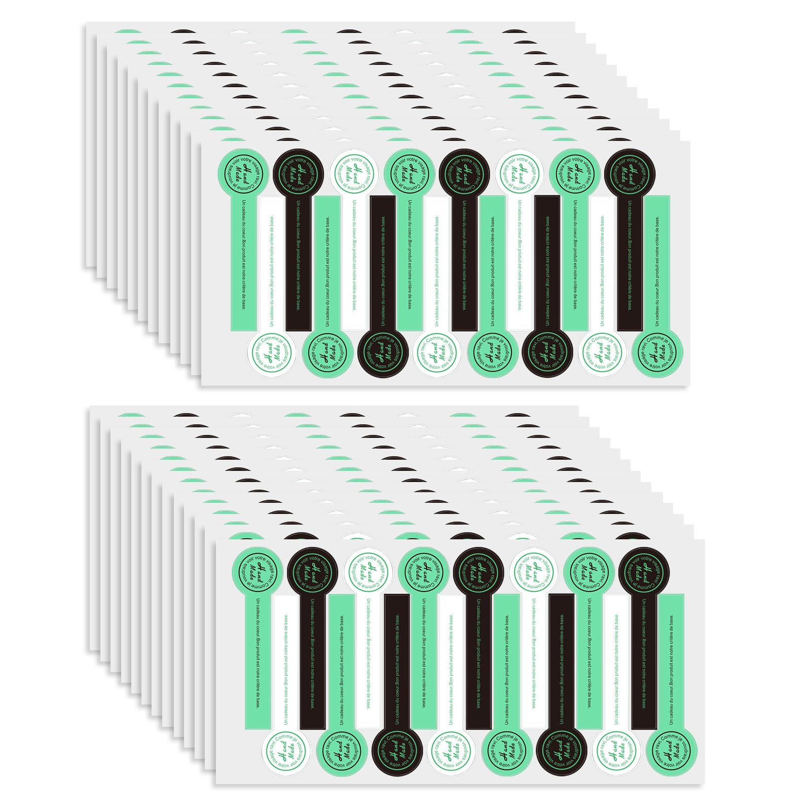 Realand 800pcs Handmade Food Baking Seal Stickers, Black Green White Self Adhesive Bakery Stickers, 10cm Strip Tamper-Proof Packaging Sealing Labels for Lollipop Cake Cookie — image 1
