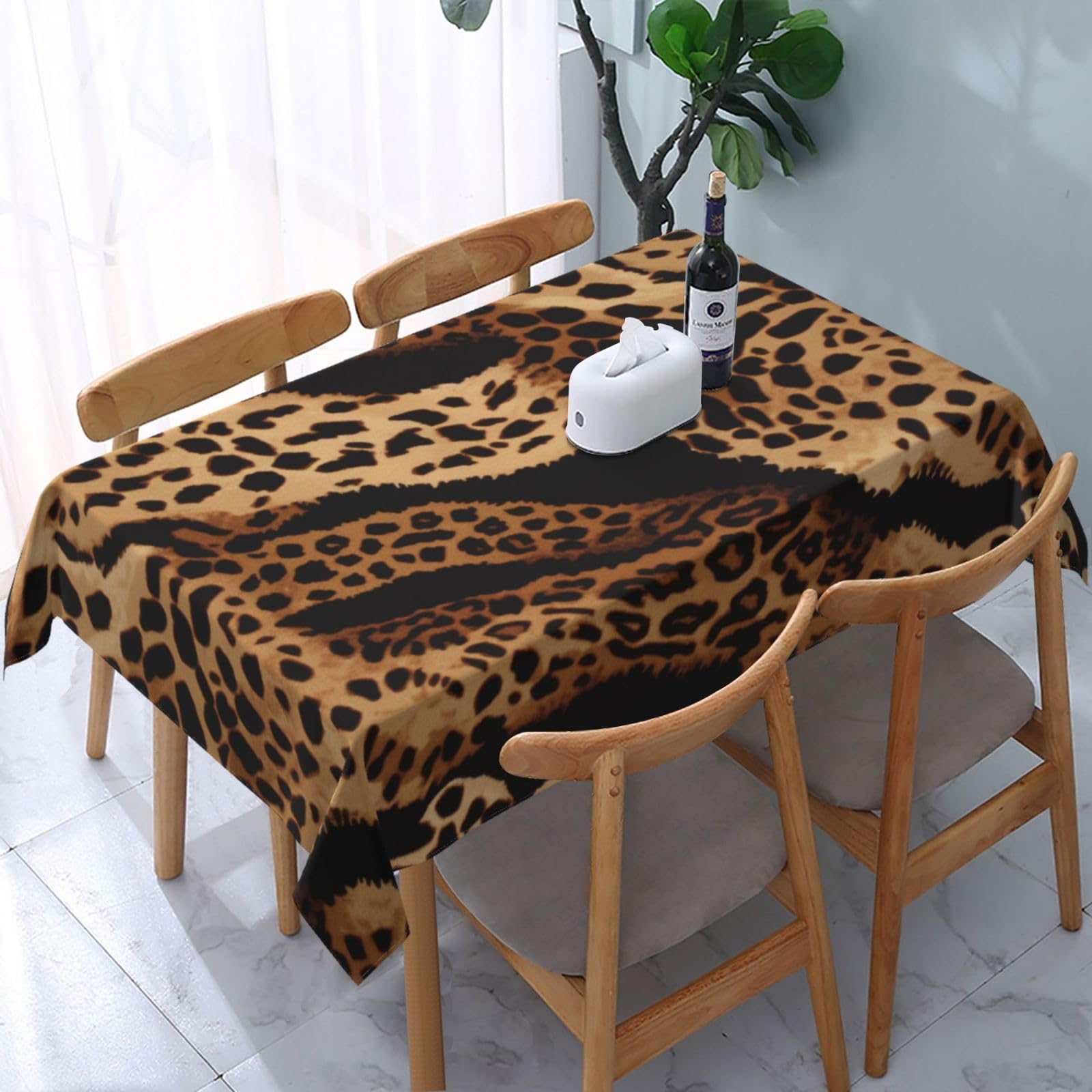 WPKJU Leopard Pattern Printed Tablecloth Water Resistant Table Cover Washable Rectangle Table Cloth for Tables 54x72 in