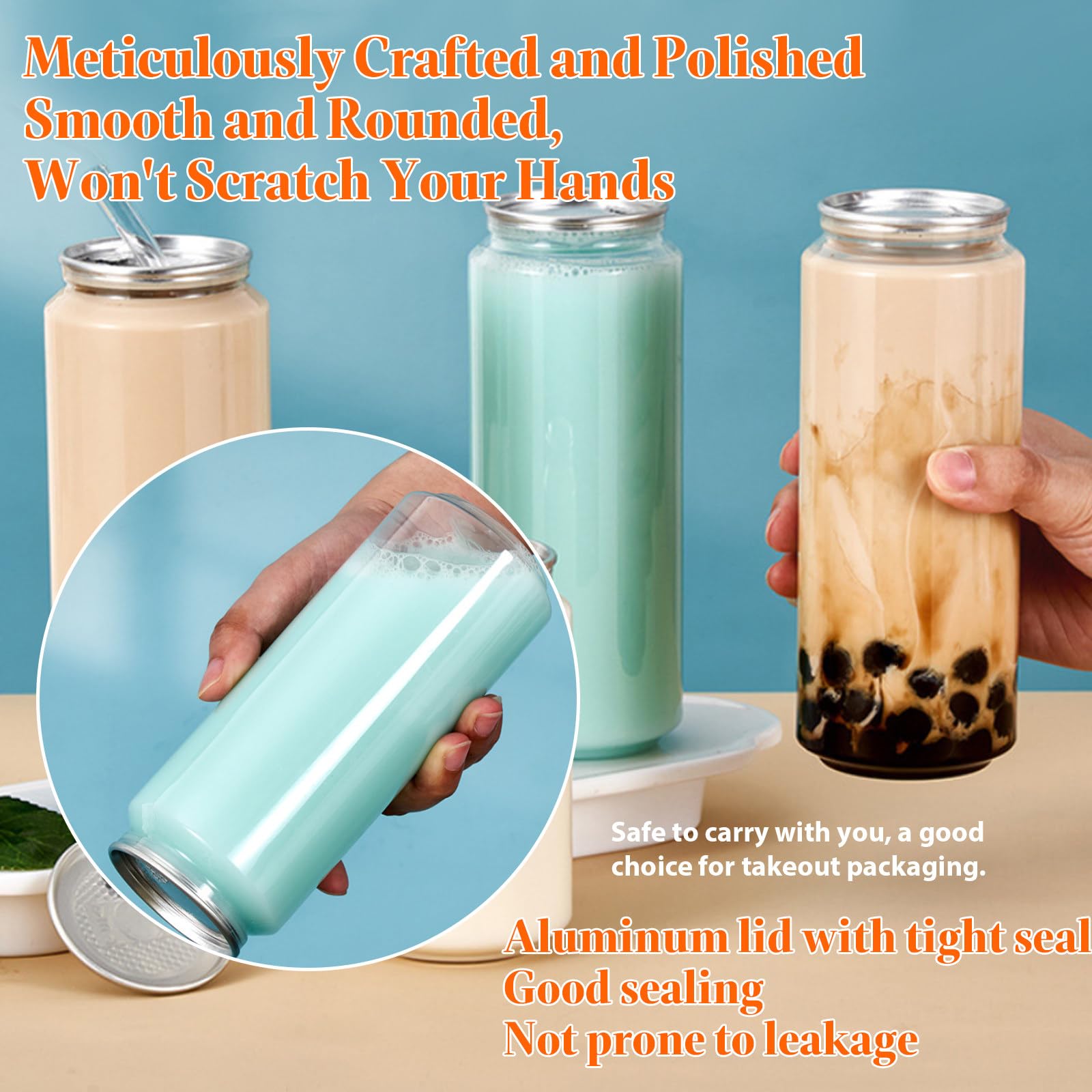 Vasos selladores de latas de plástico desechables, a prueba de fugas, 500 ml, 100 unidades, seguros e inodoros para carritos de alimentos y tiendas de comida para llevar