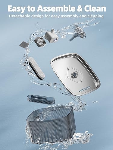 Miniatura 8 de Fuente de agua para gatos: Dispensador automático de agua para mascotas de 75 oz/2.2 L para gatos con bandeja de agua de acero inoxidable 304