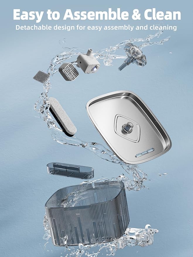 Fuente de Agua para Gatos MAILOFY 2.2L Automática con Bandeja de Acero Inoxidable miniatura 8