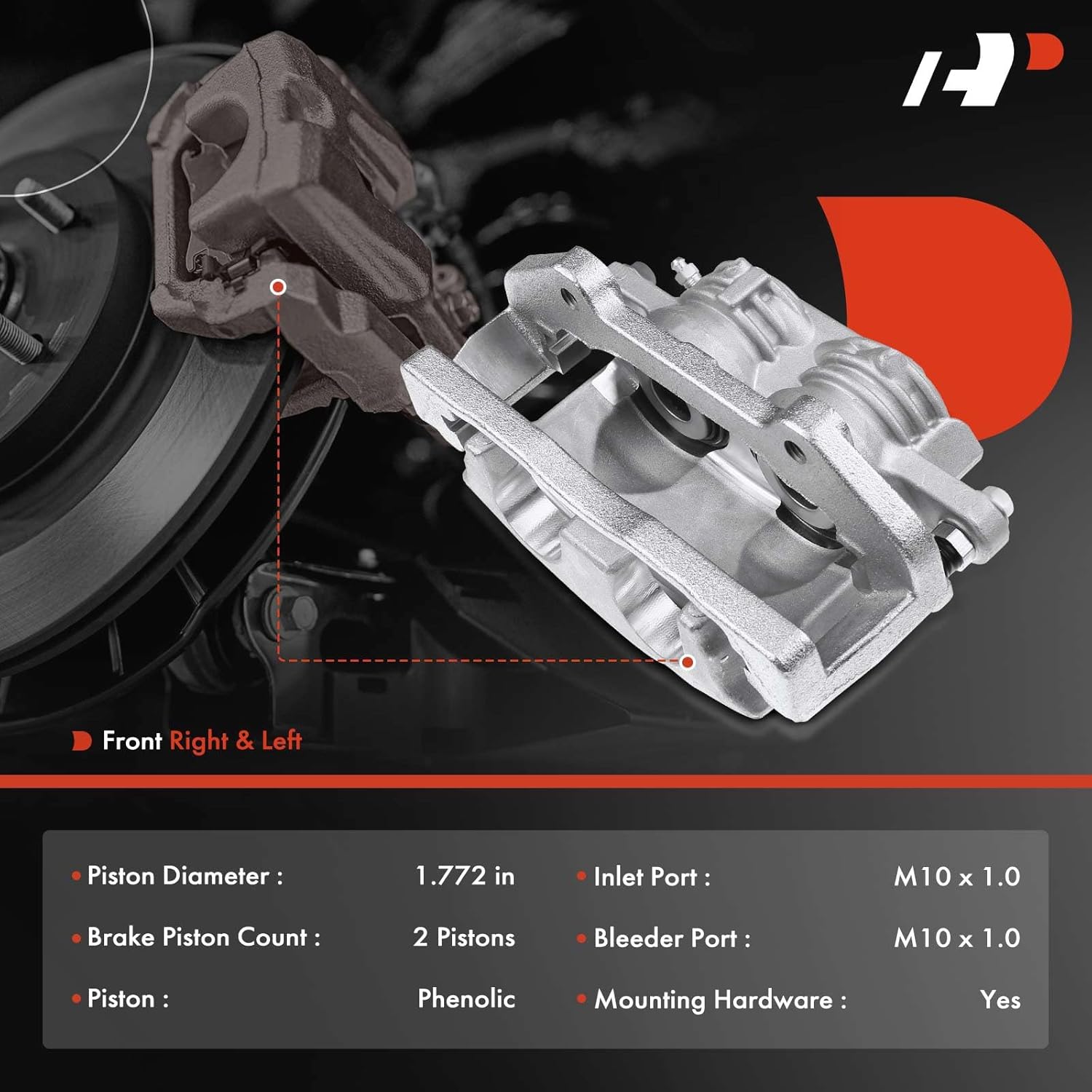 A-Premium Disc Brake Caliper Assembly with Bracket Compatible with Select Cadillac Models - CTS 2003-2008, STS 2005-2008 - Front Driver and Passenger Side, 2-PC Set