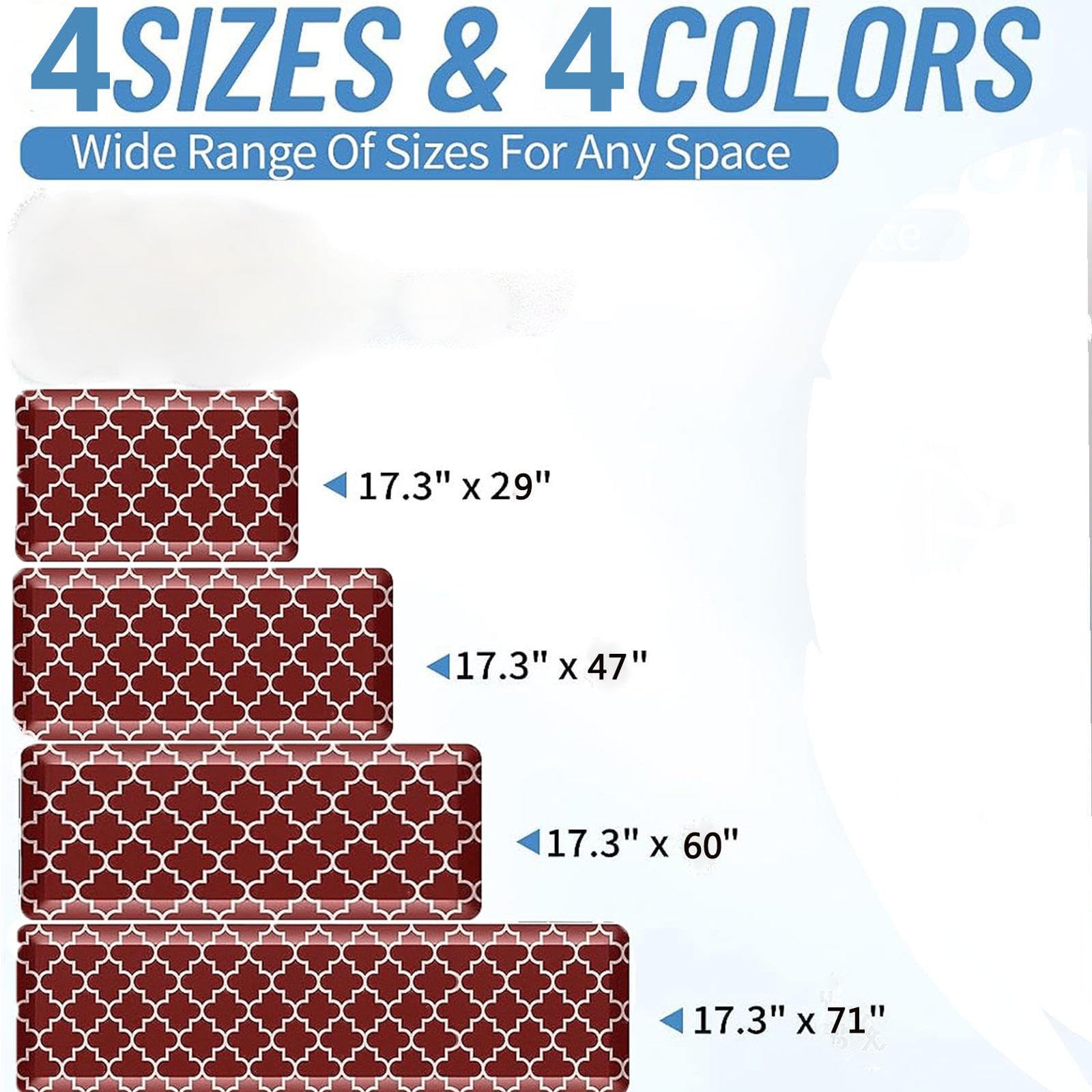 Alfombra antifatiga para Cocina, Oficina, Antideslizante, Impermeable, ergonómica, Gruesa y Acolchada (roja, 44,5 x 182,8 cm)