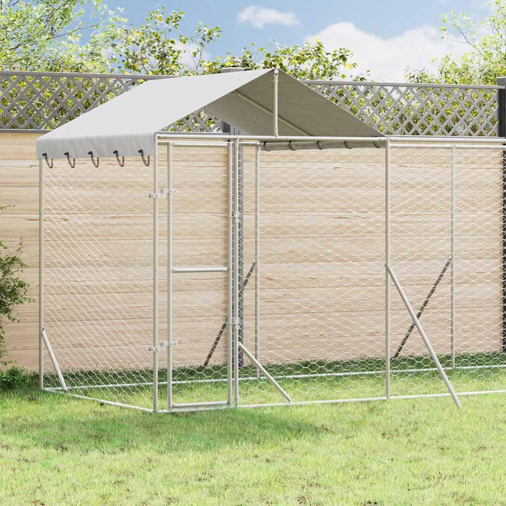 Cuccia Cani Esterno Tetto Argento 14x2x2,5 m Acciaio Zincato