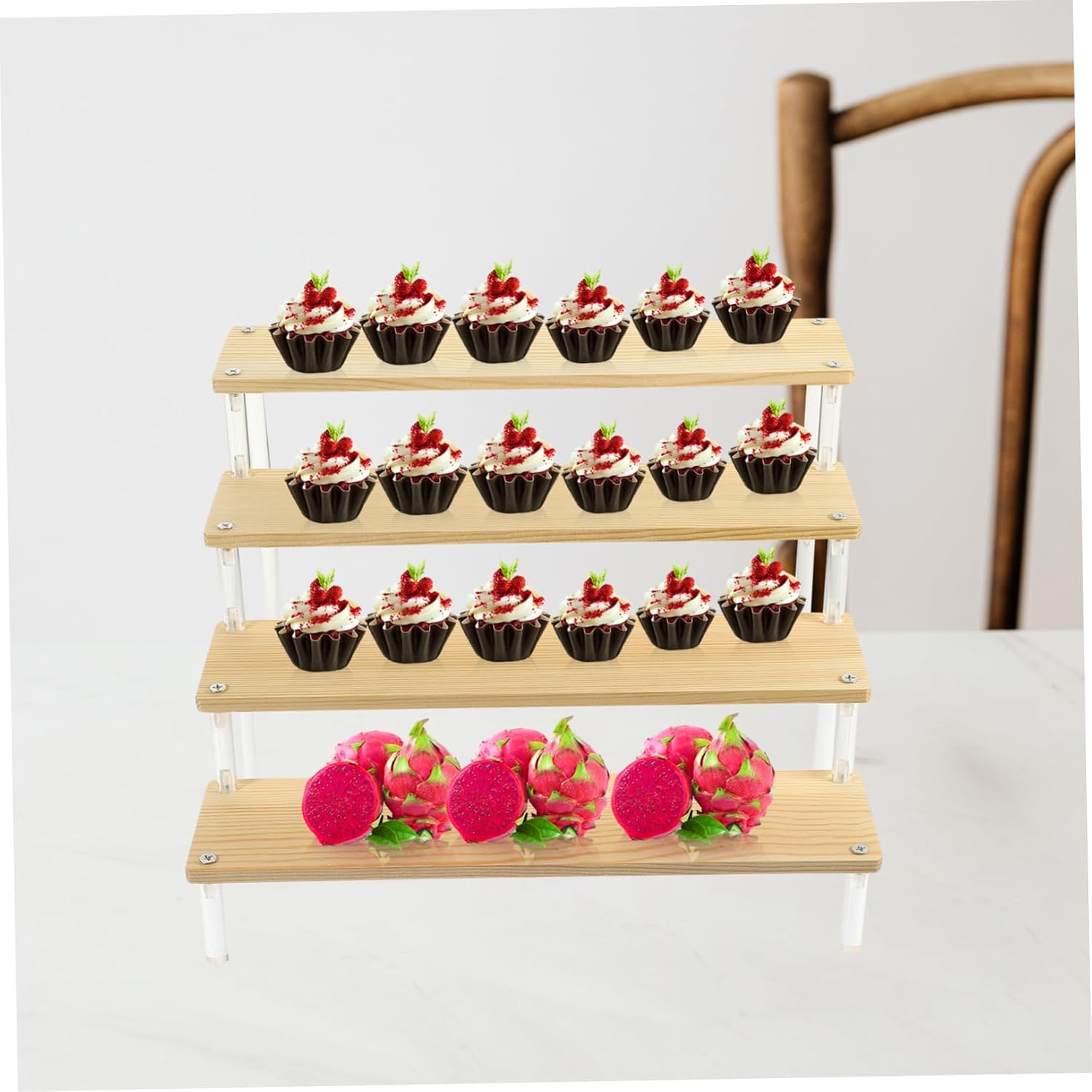 Doll Display Rack Acrylic Stand for Figurines Crafts for Home Sturdy Storage for Desserts Collectibles Wide Design