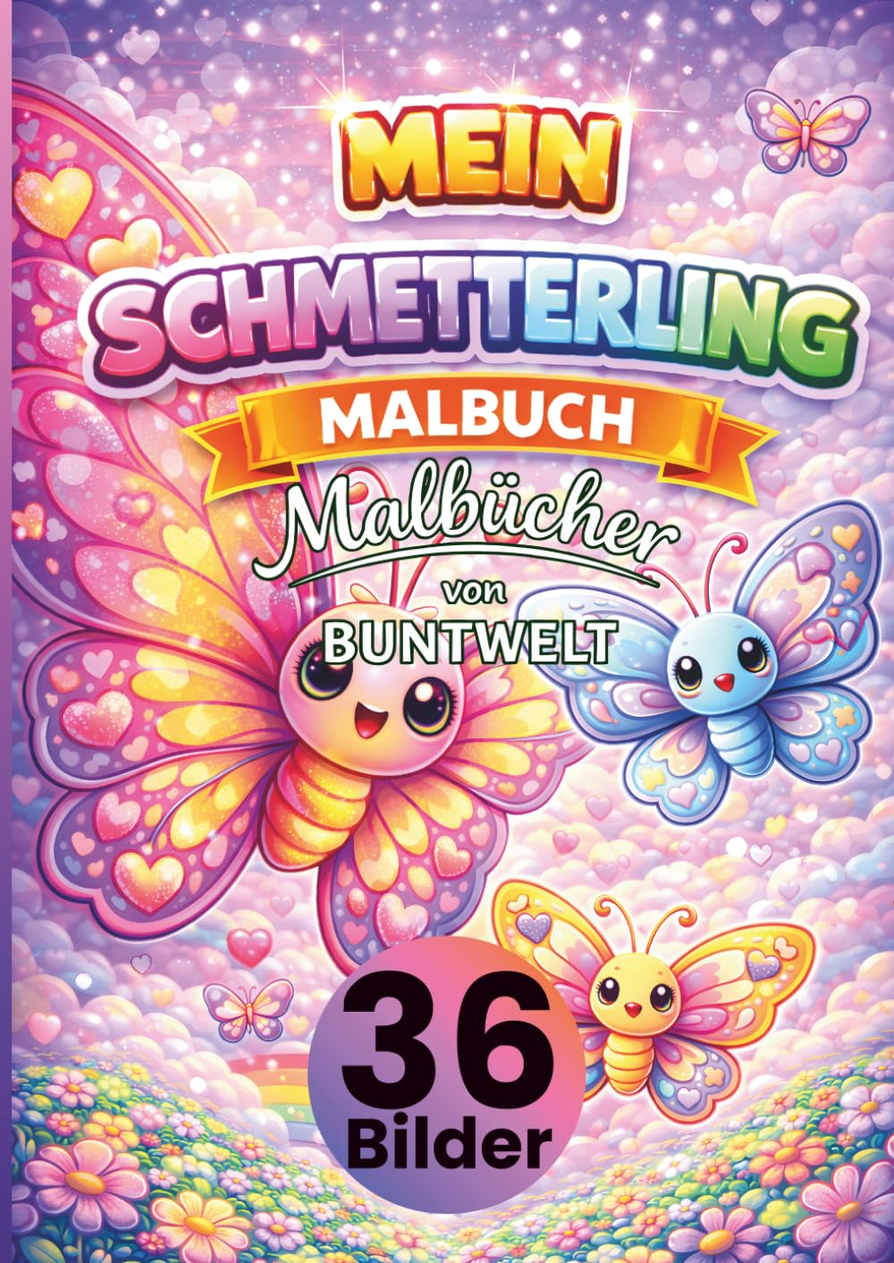 Mein Schmetterling Malbuch für Kinder ab 3 Jahren: 36 süße Schmetterling Motive zum Ausmalen | Schmetterlinge, Raupen, Flügel, Blumen & Garten • ... Kreativität, Feinmotorik & Konzentration