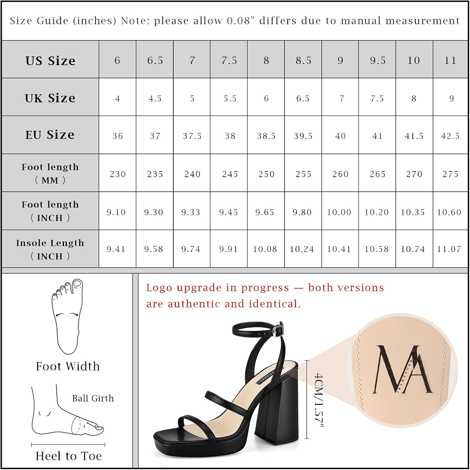 MIRAAZZURRA Platform Strappy Heel Sandals Square Open Toe Two Strap Chunky High Heeled Sandals with Buckle Ankle Strap for Women Party Wedding Dress - Image 7
