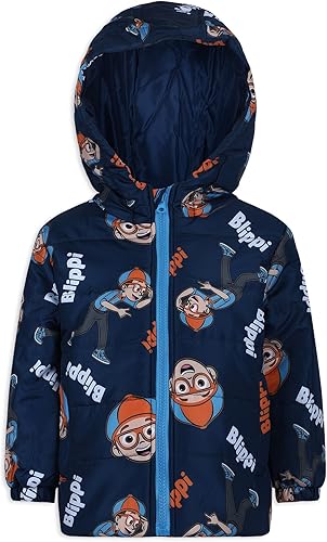 Blippi Chaqueta acolchada para niños pequeños y pequeños, color azul marino