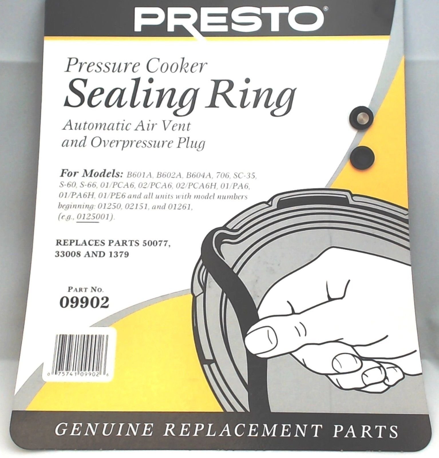 3 Pk, Presto Pressure Cooker Sealing Ring Gasket For 6 Qt, 09902