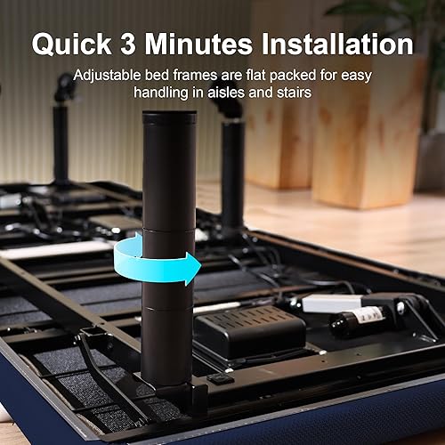 Miniatura 5 de Fromann Base de cama ajustable tamaño matrimonial, base de cama ajustable con control remoto inalámbrico y puertos USB, gravedad cero, masaje,