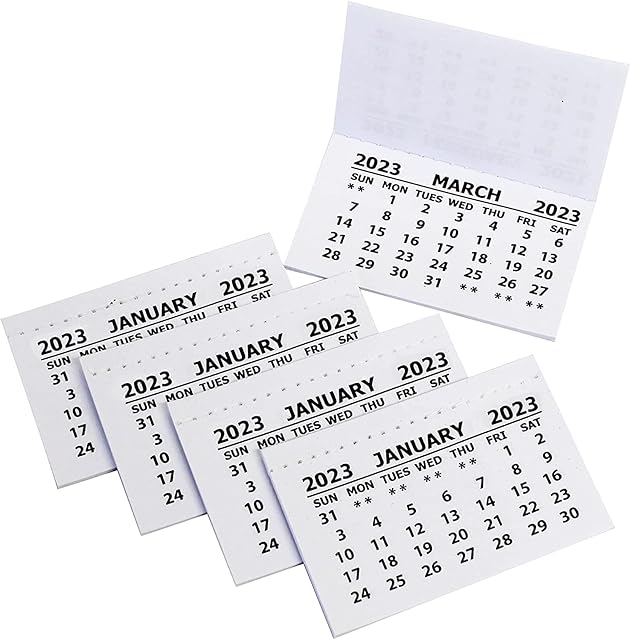 2023 Calendar Tabs Hand Sewn Stitches for Kids Children Office Planning Ideal for Schools Home Tab Insert White Mini Calendar Tear Off Pads Month to View (50)