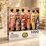 Cross & Glory - Elegant Kimono Beauties - 1000 Piece Artistic Jigsaw Puzzle for Adults | Vibrant Colours | Cultural Art | Premium Quality | Brain Exercise and Home Decor