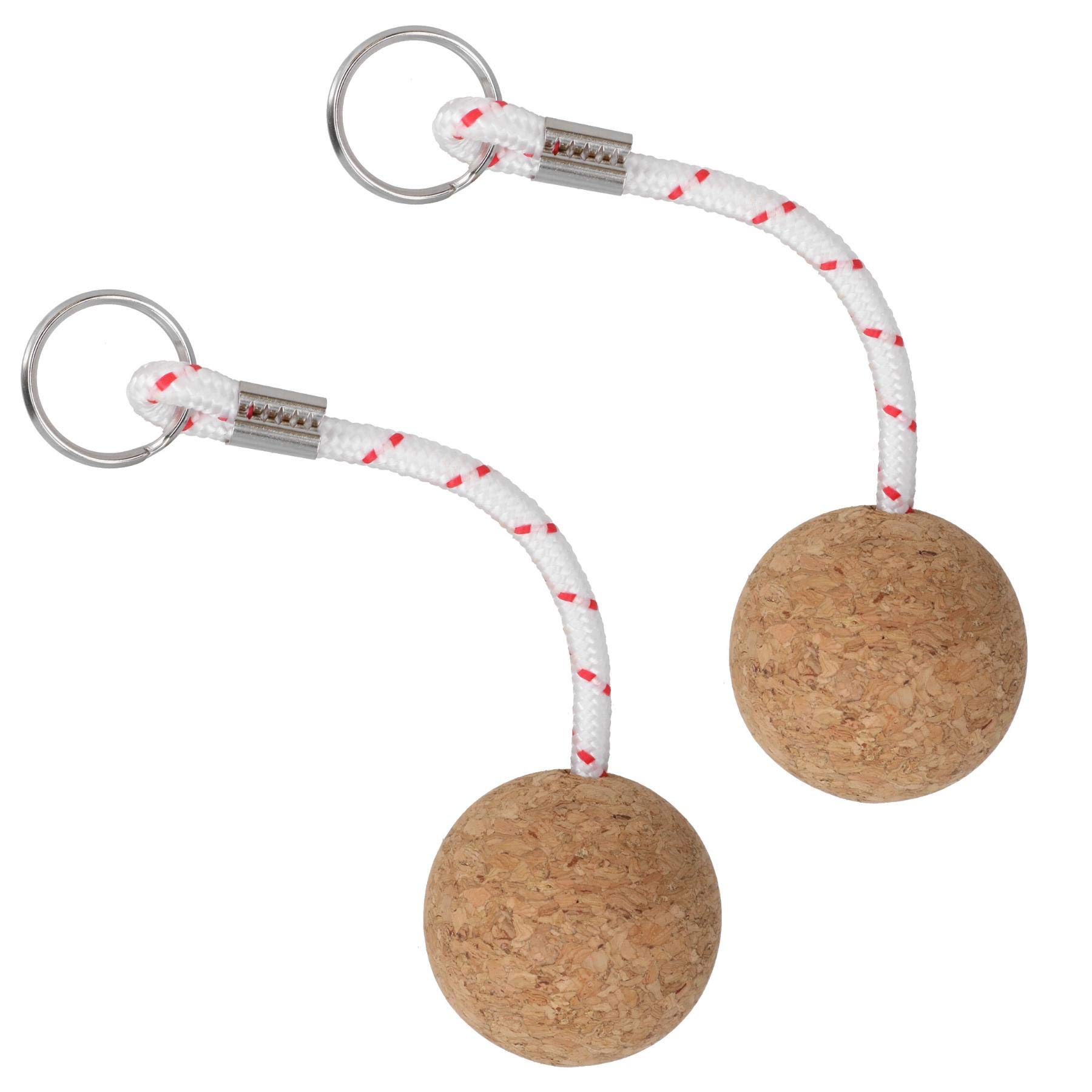 AB Tools 2 Pack 52mm Floating Cork Ball Keyring Key Float Boat Fishing Sailing Buoyant Keys Ring