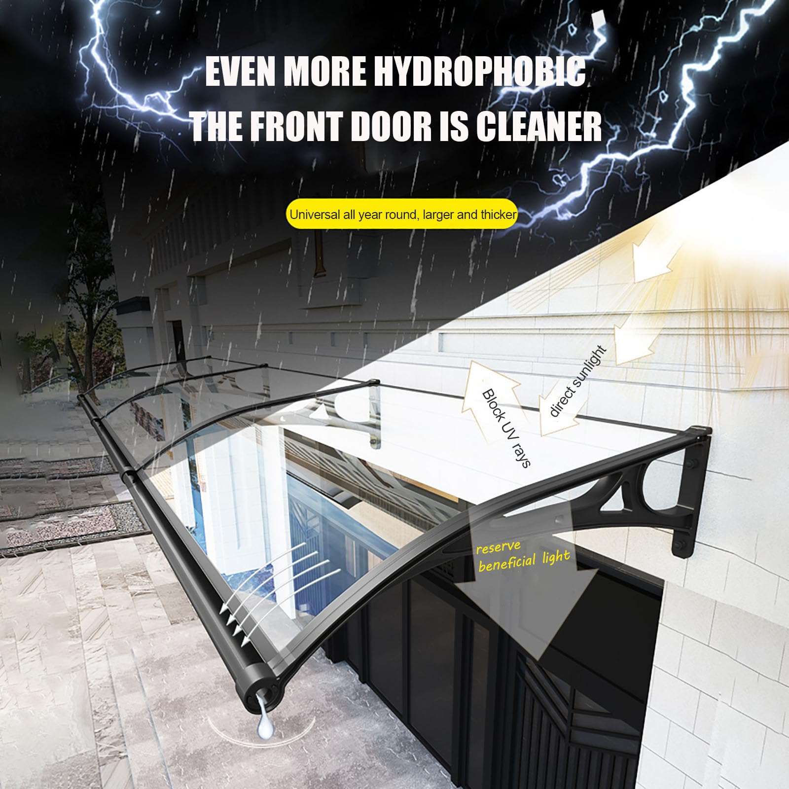 Blue Door Canopy - Copertura per tetto in policarbonato per protezione da pioggia/neve, per ingresso esterno, resistente ai raggi UV, 80 x 280 cm, per case e aziende