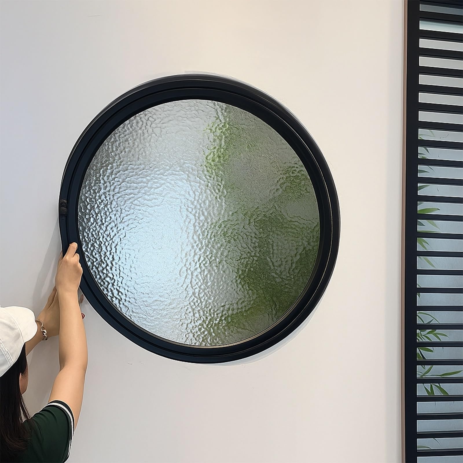 Ventana redonda giratoria de aluminio con vidrio templado de paso para ventilación de baño