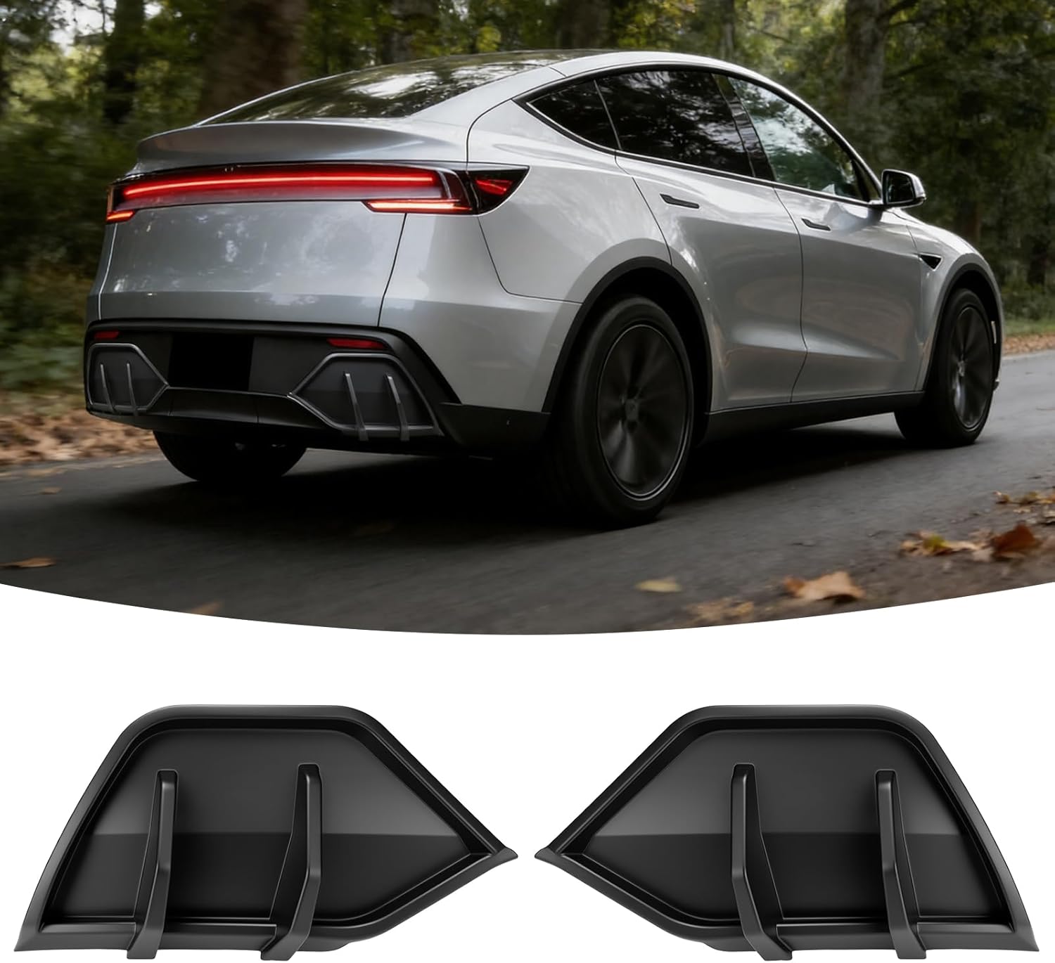 2PCS Rear Bumper Diffuser Compatible with Tesla Model Y Juniper 2025-2026,Model Y Rear Diffuser Spoiler Shark Fin Performance Style Splitter