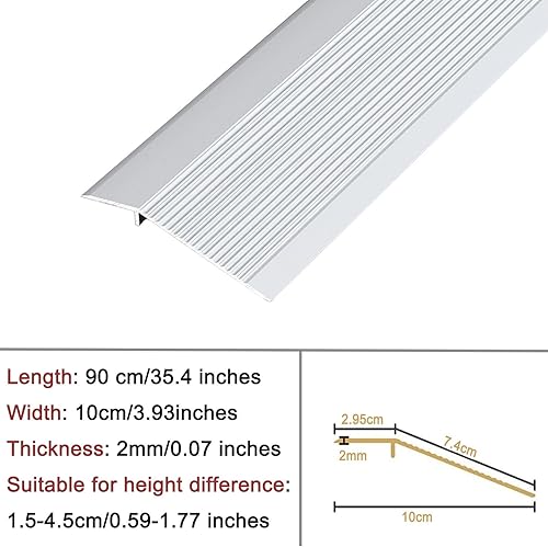Miniatura 2 de Tira de transición de piso de aluminio, umbrales de metal para puertas, tira de transición de piso de 35.4 pulgadas de madera a azulejo, para ranura