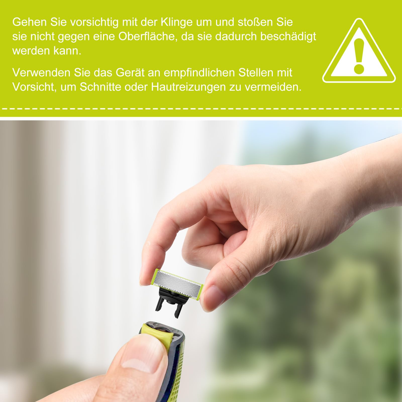 4 Stück Ersatzklinge für OneBlade, Aus Rostfreiem Stahl, Langlebig und Präzise, Geeignet zum Trimmen von Körper- und Gesichtsbärten, Abgerundete Spitze, Sicher und Zuverlässig