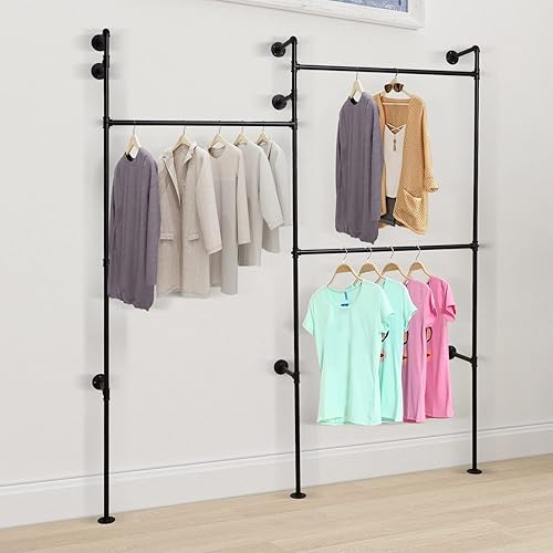 Miniatura 8 de DYRABREST Perchero de ropa con 2 postes estante organizador de bufandas de alta resistencia estante organizador de armario simple marco de
