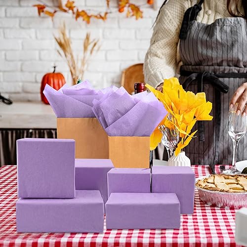 Miniatura 5 de CHRORINE 120 hojas de papel de seda morado lila, papel de seda para envolver regalos, a granel para manualidades, manualidades, cumpleaños, día de