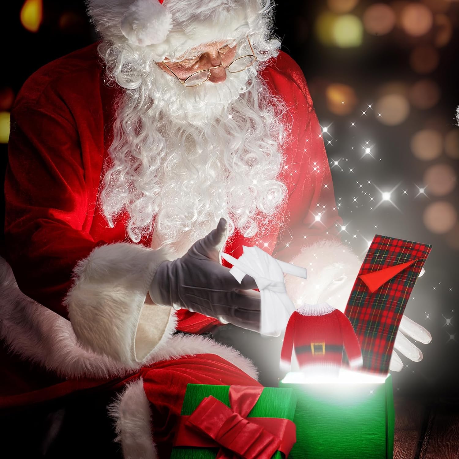 Liliful 6 Pcs Christmas Elf Accessories Include Christmas Sleeping Bag, Xmas Camping Tent, Sweater, Bathrobe, Swing, Hammock Xmas Gifts Accessories for Dollhouse Party Supplies(Elegant)