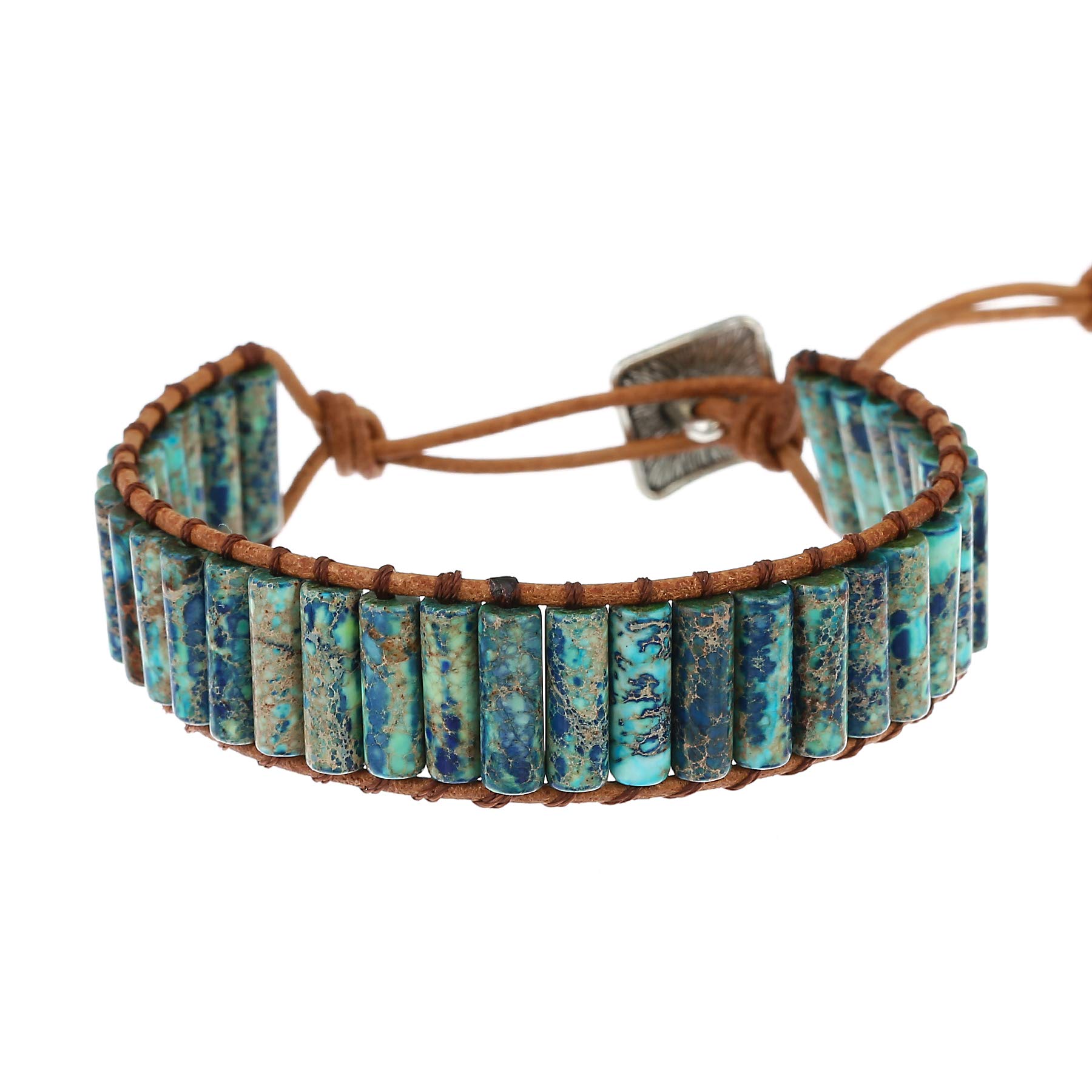 Plumiss Women Boho Handmade Natural Stone Crystal Leather Bead Wrap Bracelets Collection